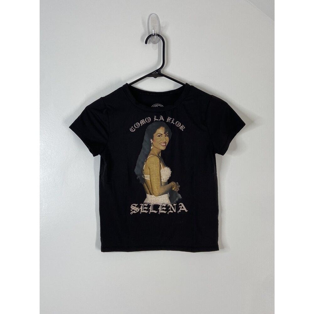 Selena Official Merchandise Black Stretchy Cropped Graphic Tee Size Small